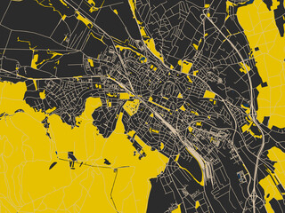 Clean urban street map of Sopron, Hungary
