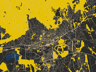 Clean urban street map of Pecs, Hungary