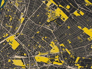 Modern flat map of Zuglo, Hungary