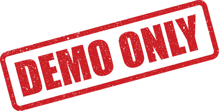 Textured red grunge stamp displaying the important message DEMO ONLY for product testing or preview
