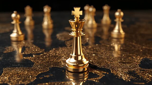 Elite chess king icon displayed on shimmering fiscal landscape imagery