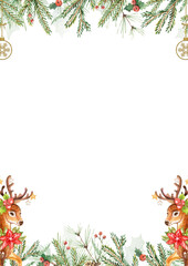Świąteczna kartka, plakat bożonarodzeniowa z reniferami © polanski.portfolio