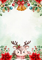 Plakat, kartka świąteczna, bożonarodzeniowa z reniferem © polanski.portfolio