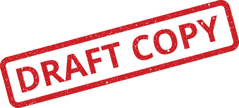 Textured rubber stamp effect displaying a preliminary document copy status for internal review diagonally