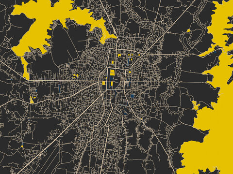 Modern flat map of Imphal, India