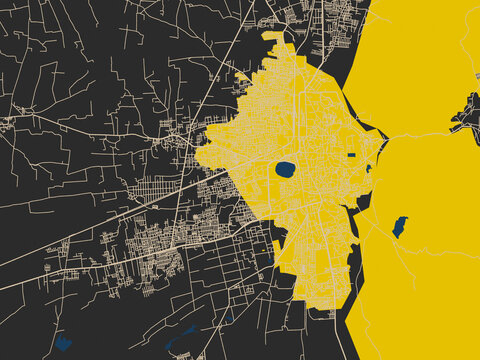 Modern flat map of Junagadh, India