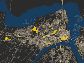 Prayagraj, India &ndash; minimalist flat city map