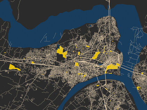 Prayagraj, India &ndash; minimalist flat city map