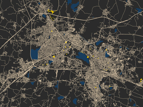 Abstract city map of Warangal, India