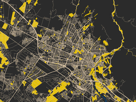 Abstract city map of Karaj, Iran