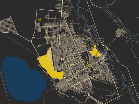 Graphic city map artwork of Najaf, Iraq