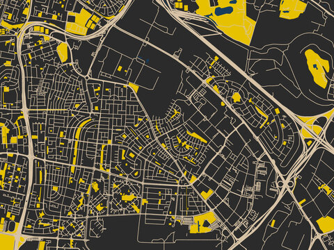 Flat city map of Holon, Israel in charcoal and cream map
