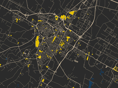 Clean urban street map of Forli, Italy