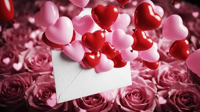 Love Letter Bursting with Hearts on a Bed of Roses.