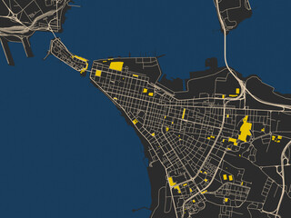 Urban Map Taranto Italy Dark