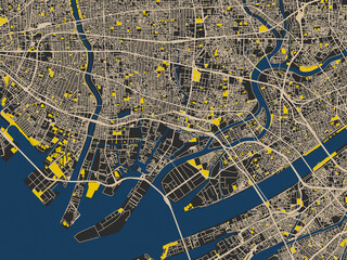 Obraz premium Abstract city map of Amagasaki, Japan