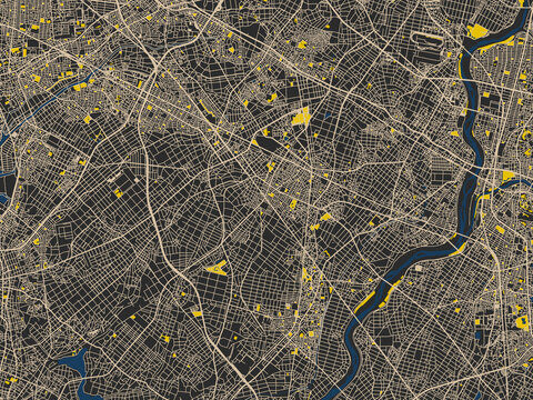 Abstract city map of Anjo, Japan