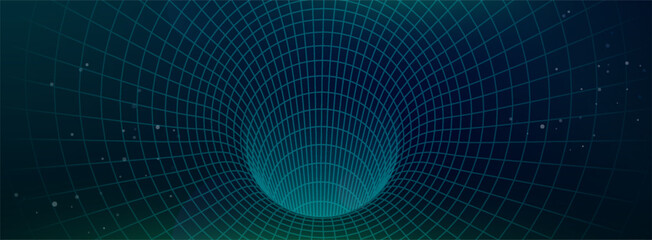 Futuristic Digital Tunnel Grid Background With Dynamic Lines And Depth. Digital Grids For Technology Designs. Blue Hi Tech Futuristic Patterns. Vector Illustration