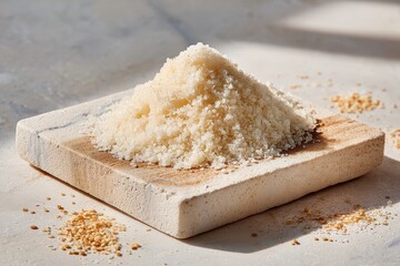 A pile of uncooked quinoa grains in a photorealistic close-up