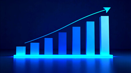 Business growth chart rising arrow success financial investment market strategy future planning target achievement goal vision data analysis progress upward trend digital technology abstract blue glow