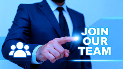 Join our team recruitment hiring business opportunity corporate career professional networking human resources talent acquisition employment advertisement digital invitation concept