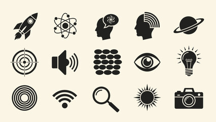 Collection of Science and Technology Icons for Innovation and Discovery. © Hadi