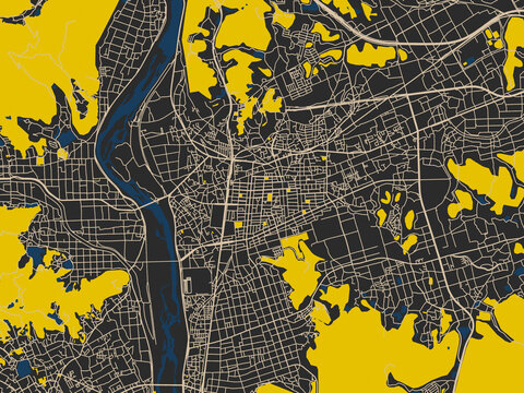 Modern flat map of Soja, Japan
