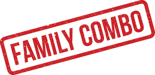 Distressed red family combo rubber stamp mark for special offers and restaurant menu deals
