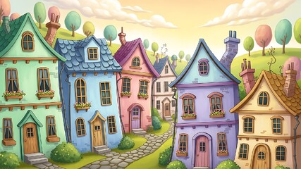 Whimsical village houses