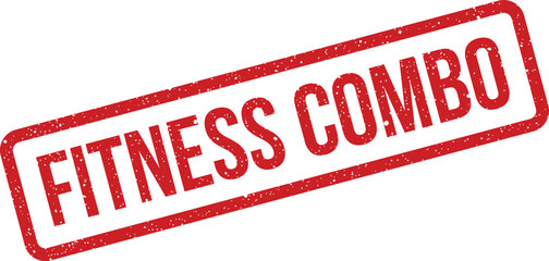 Distressed red rectangle stamp with Fitness Combo text, ideal for promoting bundled workout deals