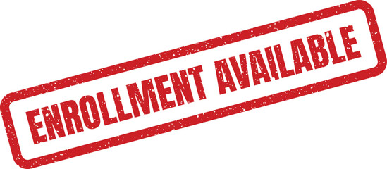 Distressed red rectangular stamp indicating that a registration period for a course is currently open