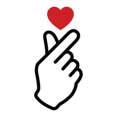 Obraz premium Korean finger heart hand gesture color icon or symbol for apps and websites