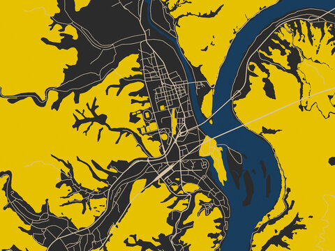 Poster-style map of Gapyeong, Korea, Republic of using charcoal base with cream streets
