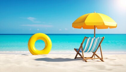 Beach scene with chair and float.