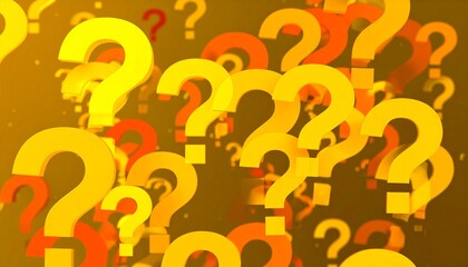 Yellow 3D Question Marks with Orange Background.