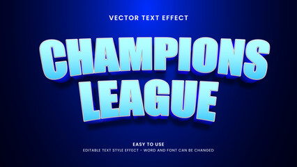 champions league editable text effect 3d text vector