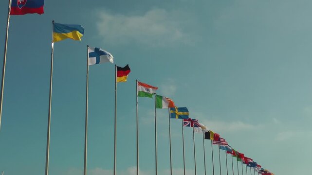 Flags of all nations are flying 