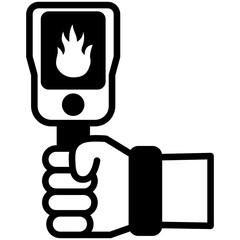 Fire Scanner Glyph Icon Mini Illustration, Use For Modern Concept, Print, Ui, Ux Kit, Web And App Development. Vector Related To Firefighter, Rescue And More