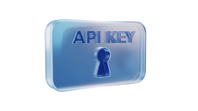 Clean 3D Glassmorphism API Key Icon for Integration