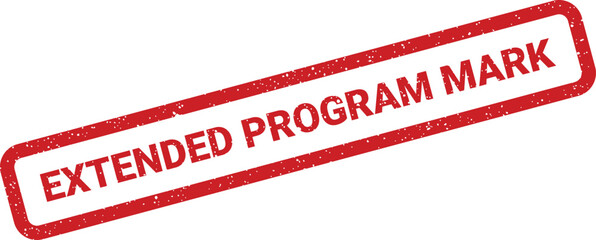 Grunge style rectangular mark for official papers, signifying an extended program status or milestone