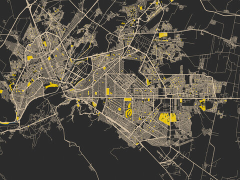 Clean urban street map of Torreon, Mexico