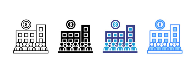 Company icon set multiple style collection