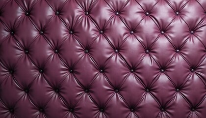 Naklejka premium Plush purple leather with diamond tufting, dark buttons forms rich background. Textured material covers furniture like headboards, sofas, walls. Classic quilted look adds luxury, depth. Deep jewel