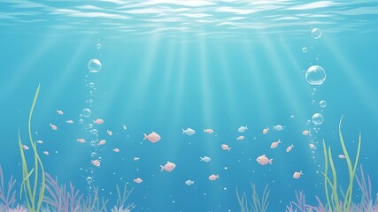 Underwater scene with fish and bubbles
