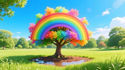 Obraz premium A Vibrant Nature Illustration Capturing Joy and Serenity