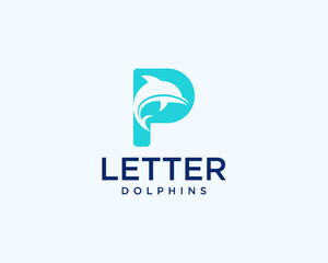 Dolphin letter P logo