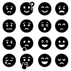 Diverse Emoji Expressions: A compilation of a various emoji designs on a black background, perfect for conveying a spectrum of emotions and feelings.