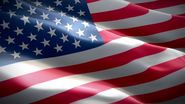 American Flag Waving in the Wind with Red, White, and Blue Colors