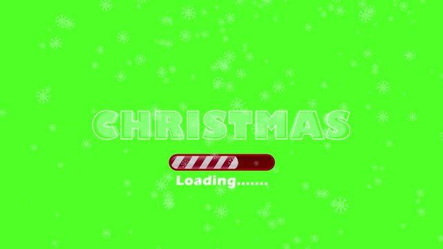 Christmas loading loading bar on a green screen background