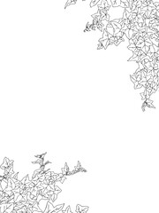 アイビーの線画フレーム②縦_ななめ_黒